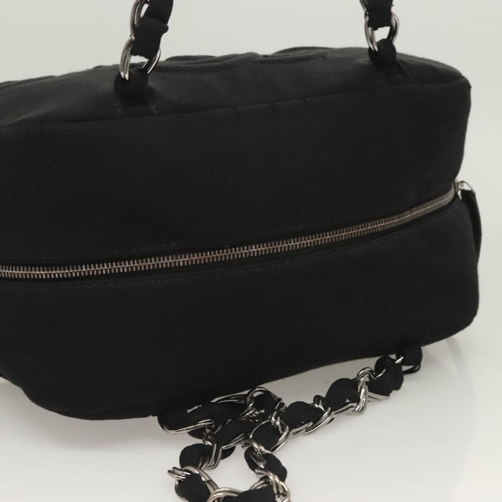CHANEL COCO Mark Chain Shoulder Bag Cotton Black Silver CC Auth BA3739 - Picture 6 of 16